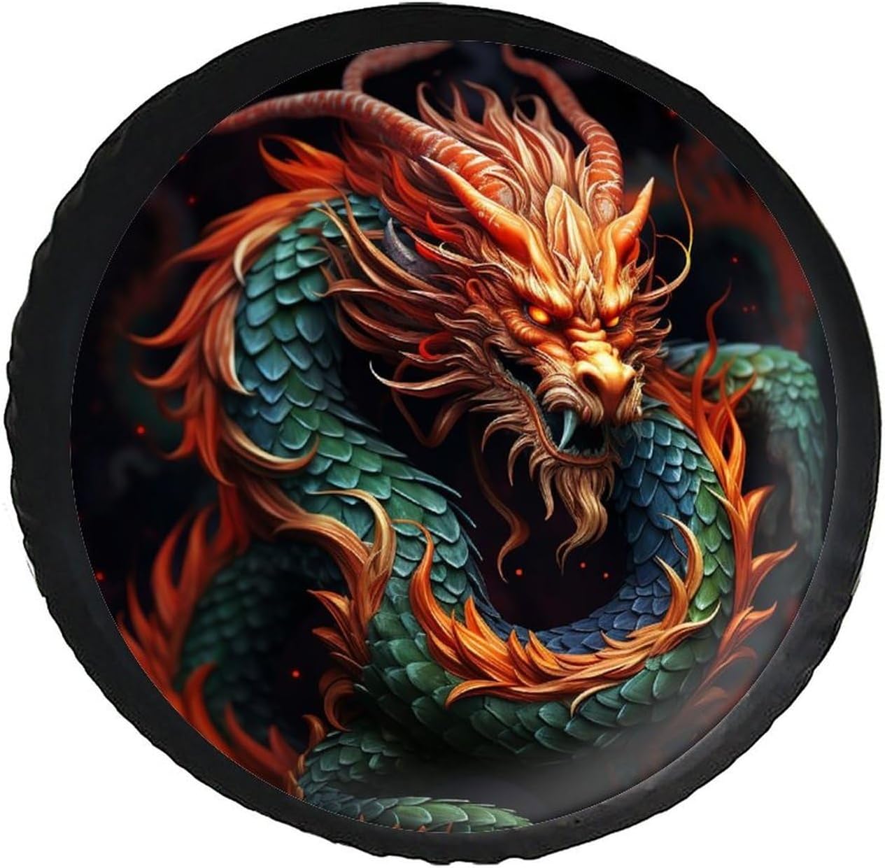 28-34 Inch Thickening Waterproof Tire Cover Chinese Dragon Leather Spare Tire Wheel Cover for Jeep Trailer RV SUV Truck