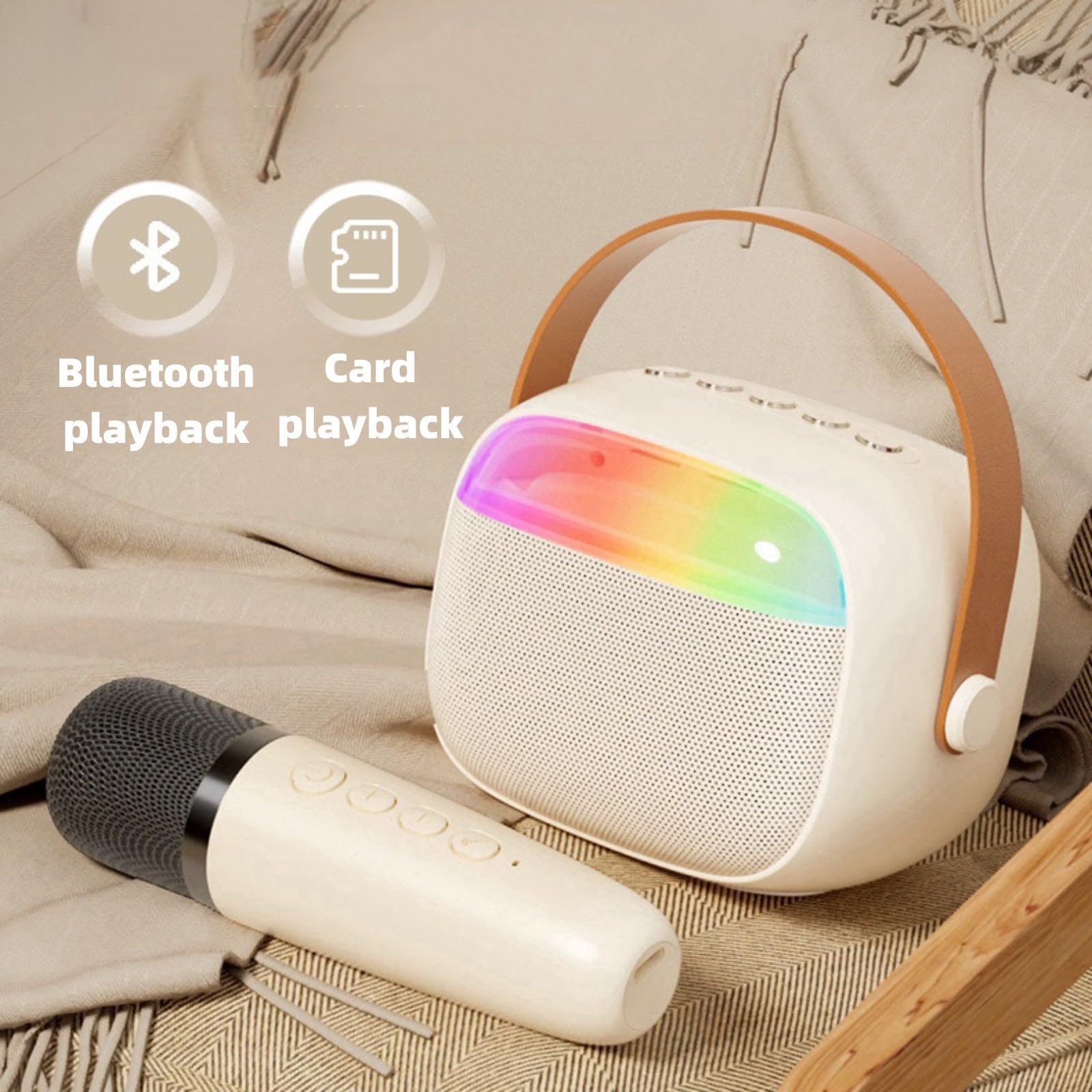 Maszyna do karaoke dla chłopców i dziewcząt z 2 mikrofonami, przenośny głośnik Bluetooth z bezprzewodowymi mikrofonami, zabawki do karaoke ze światłami LED, prezenty dla dzieci i dorosłych, domowy