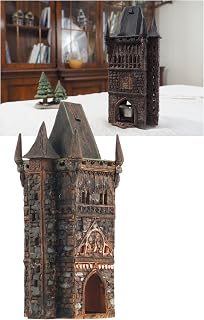 Ceramic Art Tealight Candle Holder Room Decoration Handcrafted Collectible Miniature Light House Old Bridge Tower in Prague, Czech Republic B313N