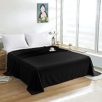 Vista 2 de FLXXIE Sábana Plana King - Sábana Plana de Microfibra Cepillada Solamente - Suave y Resistente al Desvanecimiento, Sin Arrugas, Resistente a