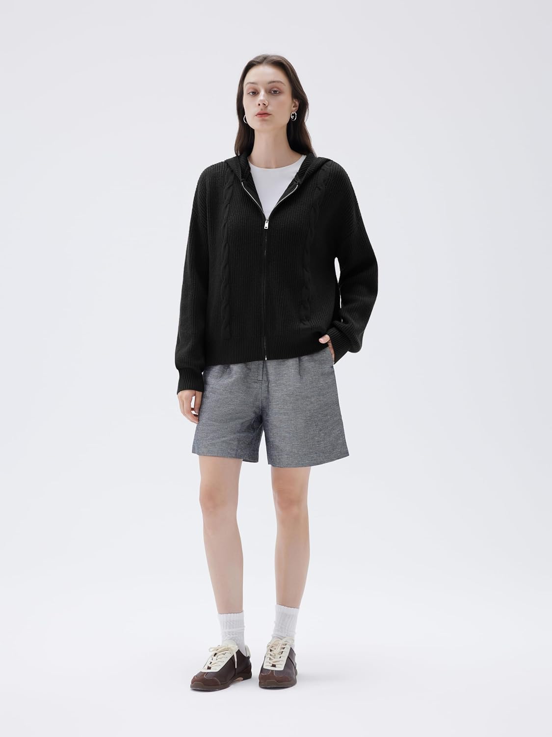 SUUKSESS Women Chunky Knit Cashmere Blend Sweaters Zip up Oversized Hoodies Cardigan with Pockets Long Sleeve Fall Outerwear - Image 6