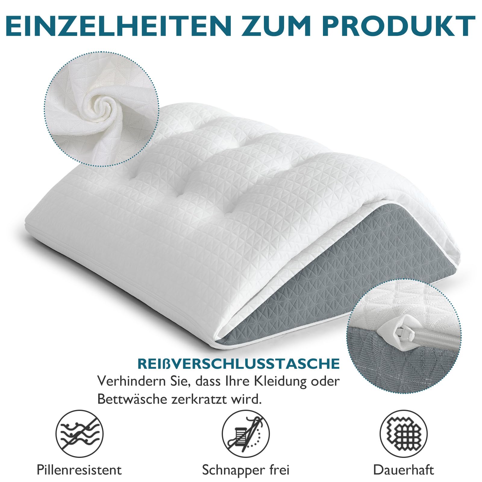 Beinkissen für Rückenschläfer, 2-lagiges Memory-Schaum-Keilkissen | Unter den Knien oder Beinen verwendbar – für eine bequeme Position im Bett oder auf dem Sofa.