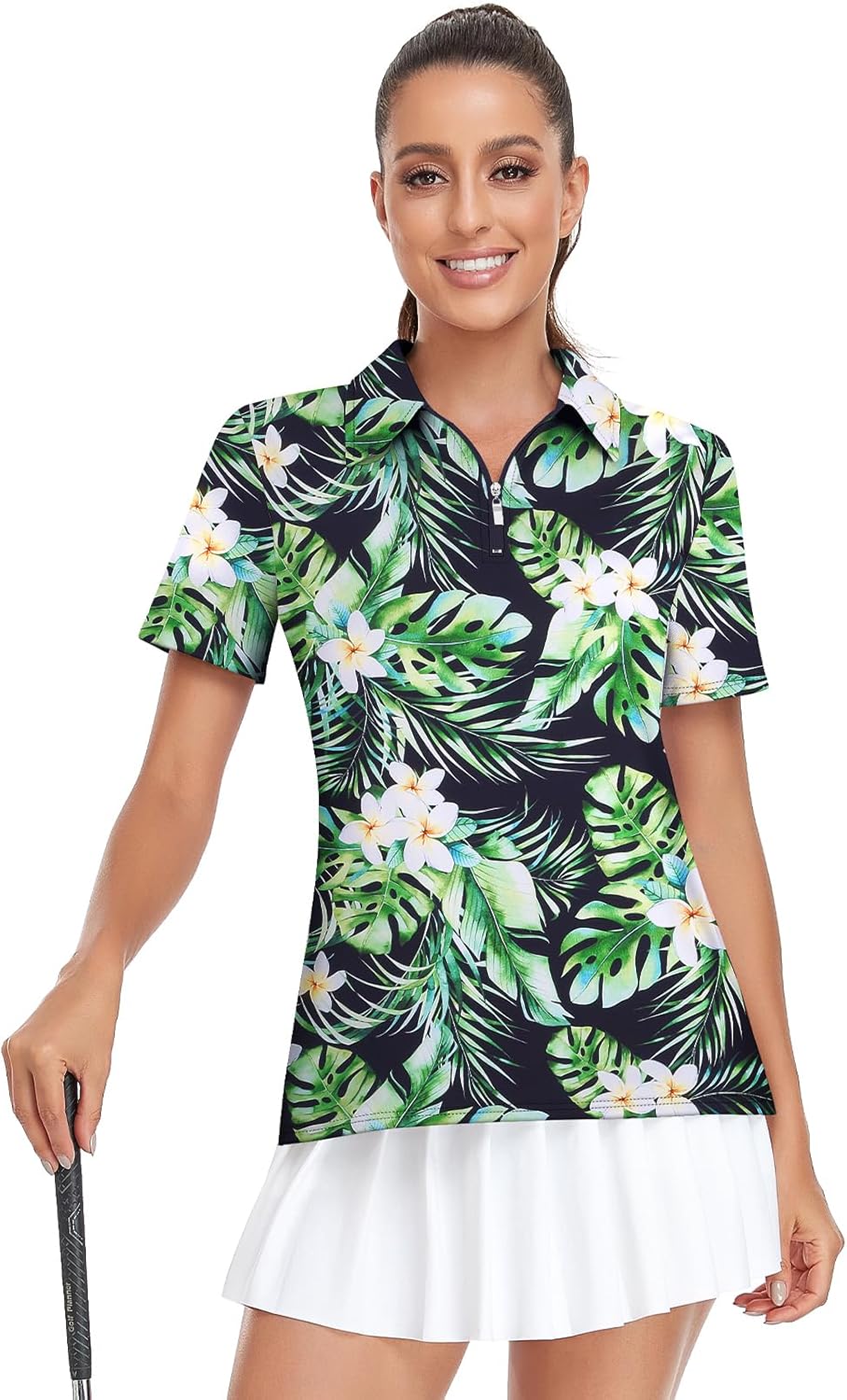 Viracy Womens Golf Shirt UPF50+ Sun Protection Short Sleeve 1/4 Zip Up Polo Workout Tops Fast Dry Fit Moisture Wicking