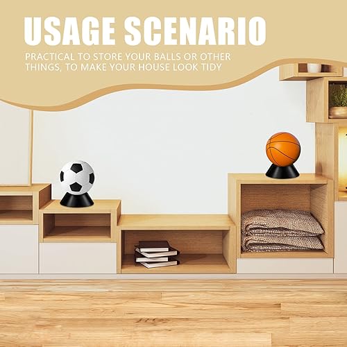 Miniatura 5 de Soporte de bola de 48 piezas, soporte de bola de fútbol, baloncesto, deportes, almacenamiento de pelota de plástico negro, soporte de exhibición de