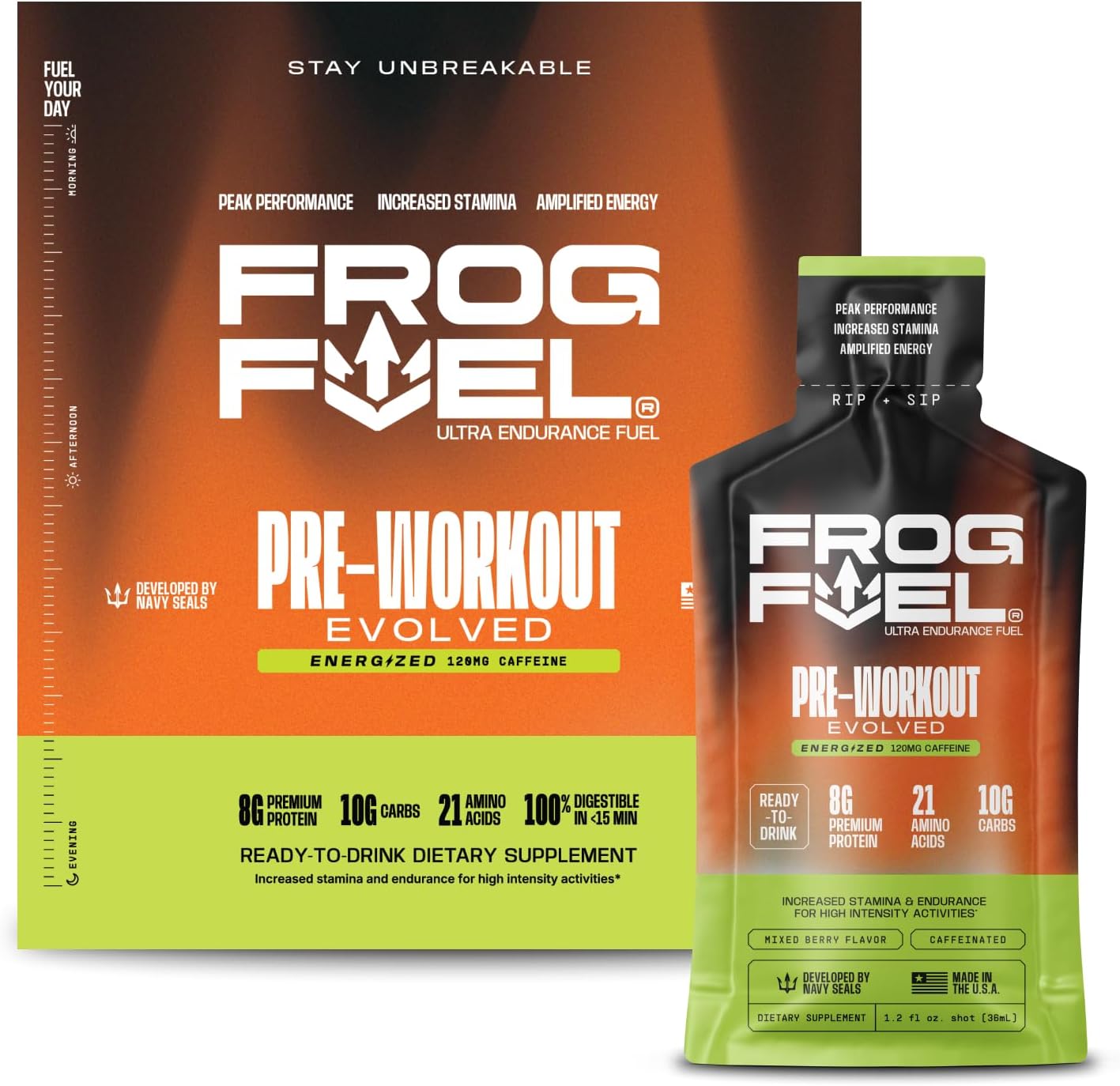 Ultra Energy Gel & Energized Pre Workout Shot with 120mg Caffeine, 1500mg Beta Alanine, Electrolytes 8g Protein Nano-Hydrolyzed Grass Fed Collagen, 10g Carbs, Berry, 1.2 oz Packets, 24 Pack