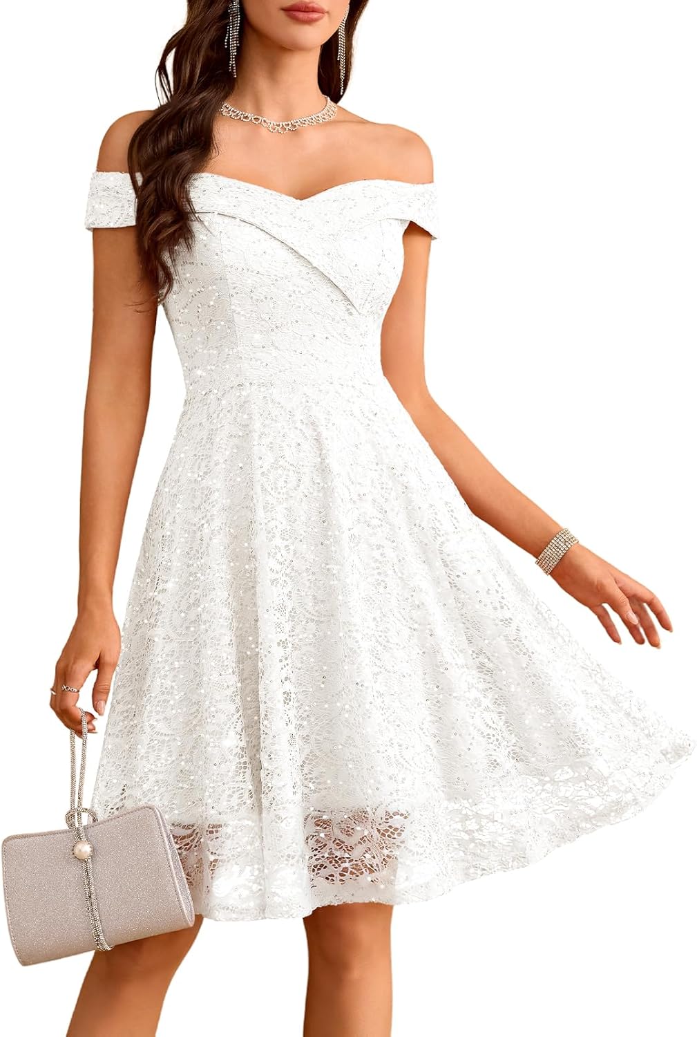 HomRain Cocktail Dresses for Women Sequin Lace Short Sparkly Semi Formal Elegant Homecoming Wedding Guest Party Prom Teens