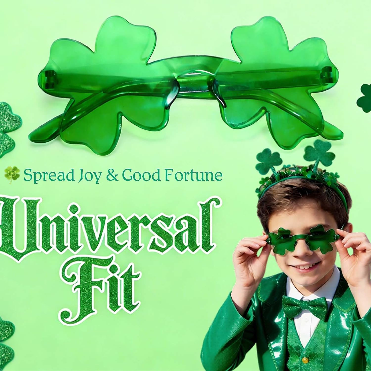 Go Ho 12 Pairs St Patricks Day Shamrock Sunglasses, Shamrock Glasses Clover Eyewear, Green Glasses, St Pattys Outfit Shirt Women Men Accessories Party Favor Supply, Bulk Photo Booth Props