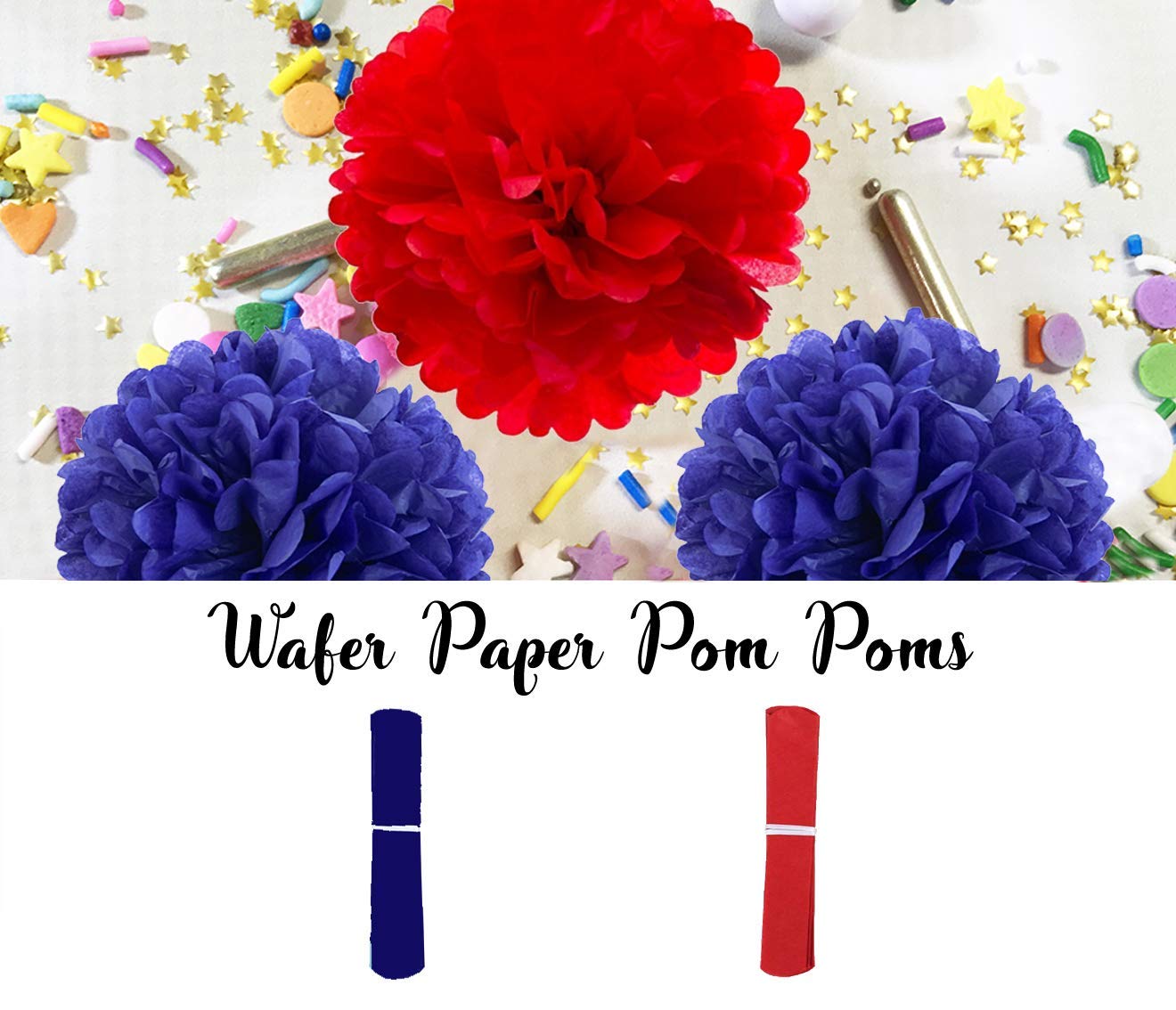 AMFIN® 18 Pcs. 10" Tissue Paper Pom Pom Flower Balls for Birthday Wedding Party Anniversary Welcome Baby Shower Decorations - Red & Navy Blue 1