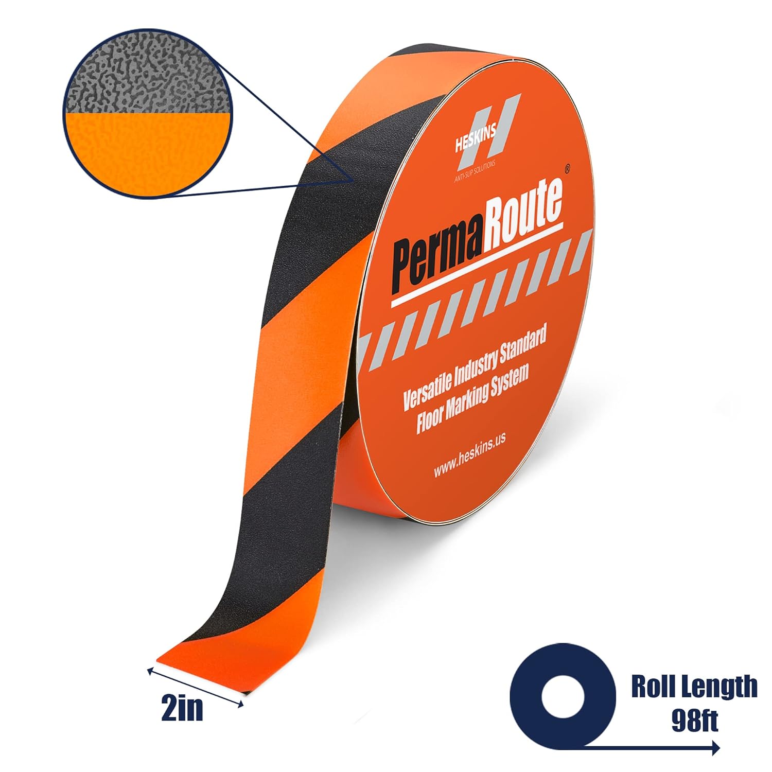Heskins Black/Orange Hazard PermaRoute Marking Tape 2" x 98ft LLC