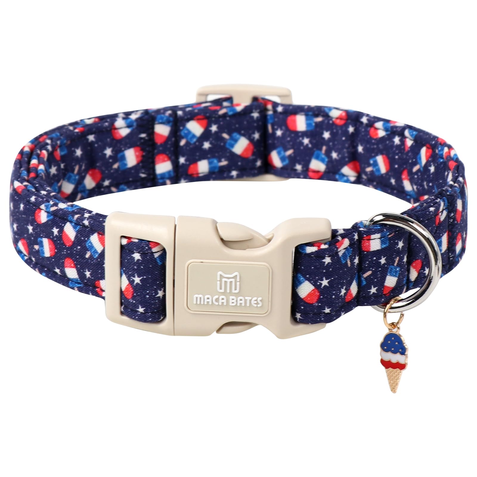 Maca Bates American Flag Star Dog Collar for Dogs 4th of July Adjustable Durable Soft Patriotic Blue Basic 4 of 7 Collars Independence Day Gift for