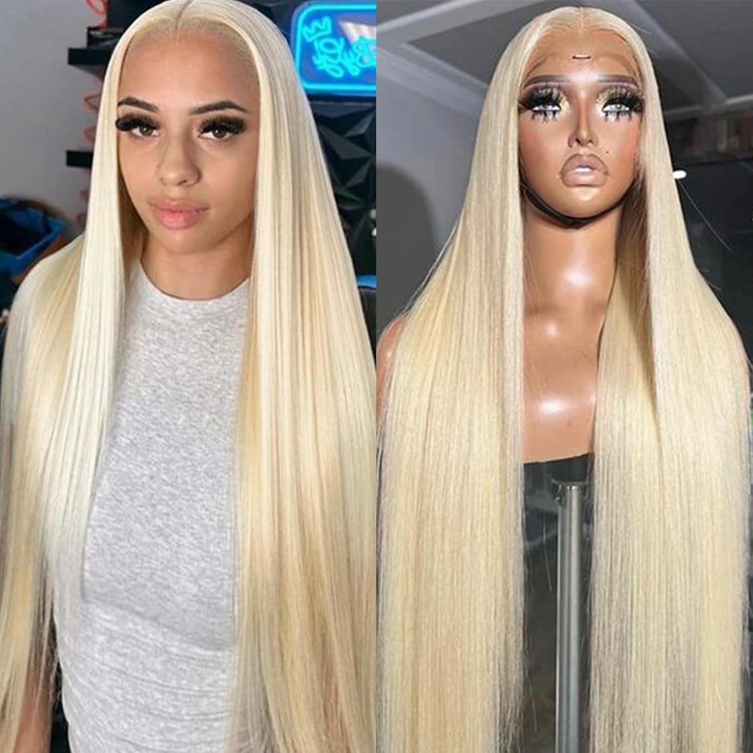 613 Lace Front Wig Human Hair 200 Density Blonde Wig Human Hair 22 inch 613 Straight Lace Front Wig Human Hair Pre Plucked 613 HD Lace Frontal Wig 13x6 Wigs for Women