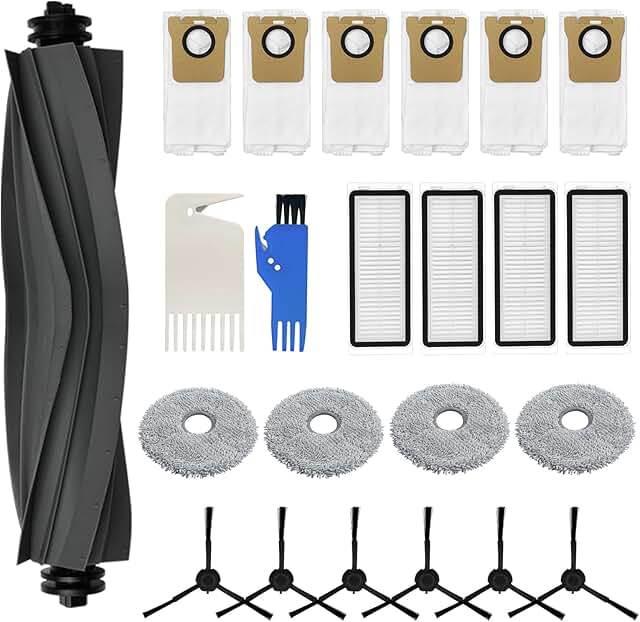 23 Kit de Accesorios para Dreame L20 Ultra Robot Aspirador, 6 Bolsas de Polvo 6 Cepillos Laterales 4 Mopa Paños 4 Filtros 1 Cepillos Principales 2 Herramientas de Limpieza