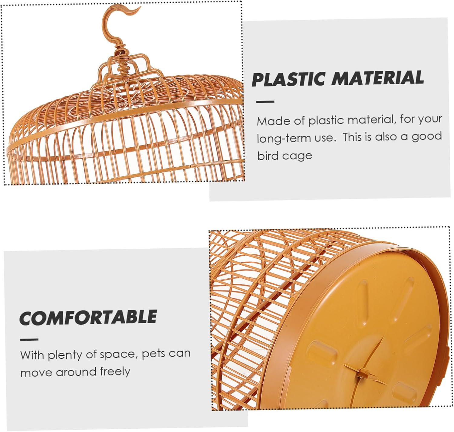 Luxshiny Plastic Hanging Bird Cage for Small Animals Round Design Door Spacious and Decorative Cage for Parakeets Finches and Small Parrots