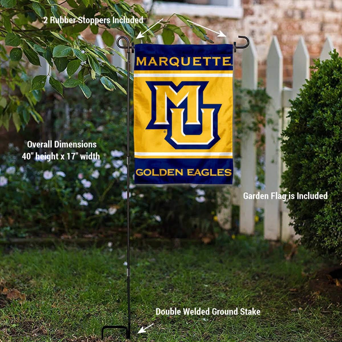 Marquette Golden Eagles Garden Flag with Stand Holder