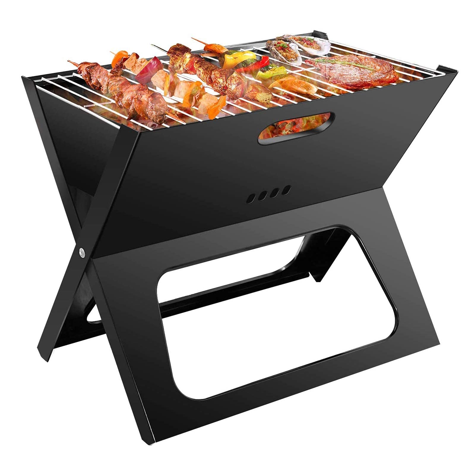 Barbacoa Barbacoa Barbacoa Parrilla De Carbón Plegable, Parrilla De Carbón Portátil, Parrilla De Ahumador De Barbacoa Portátil Herramientas De Acero Inoxidable, Parrilla Plegable Ultraligera