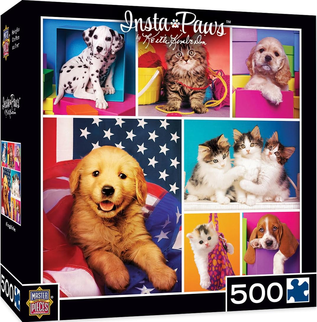 MasterPieces 500 Piece Jigsaw Puzzle for Adults, Family, Or Kids - Snuggle Selfies - 14"x19"