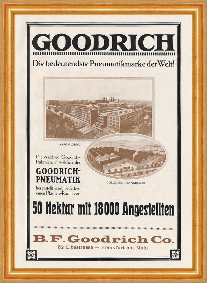 Biller AntikB. F. Goodrich Co. Pneumatic Frankfurt Poster Braunbeck Engine A3 532 Framed