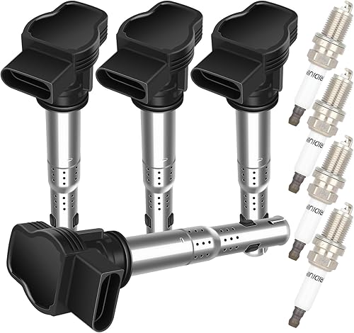 Miniatura 9 de ROADFAR 4 ignition coils with 4 iridium Spark Plugs A5 A6 Q3 RS4 RS5 TT UF575 3923
