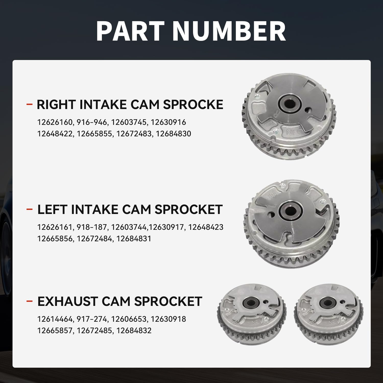 KARPAL Intake and Exhaust Variable Valve Timing VVT Sprocket Compatible with Buick Chevy GMC