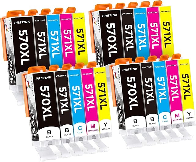 Compatible Canon 571 Ink Cartridges, 20Pack, Replacement for Canon 570 571XL, for Canon TS5050 Canon Pixma TS5051 MG6850 MG6851 TS6050 MG5753 MG5700 MG5751 MG6852, Canon MG5750 Printer Ink Cartridges