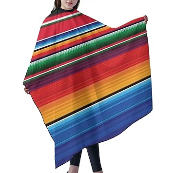 ONE TO PROMISE Stripes Barber Cape Colorful Mexican Blanket Stripes Hair Cut Salon Cape,Hair Stylist Hairdresser Styling Cape,Waterproof Haircut Apron Cover up for Adults,55