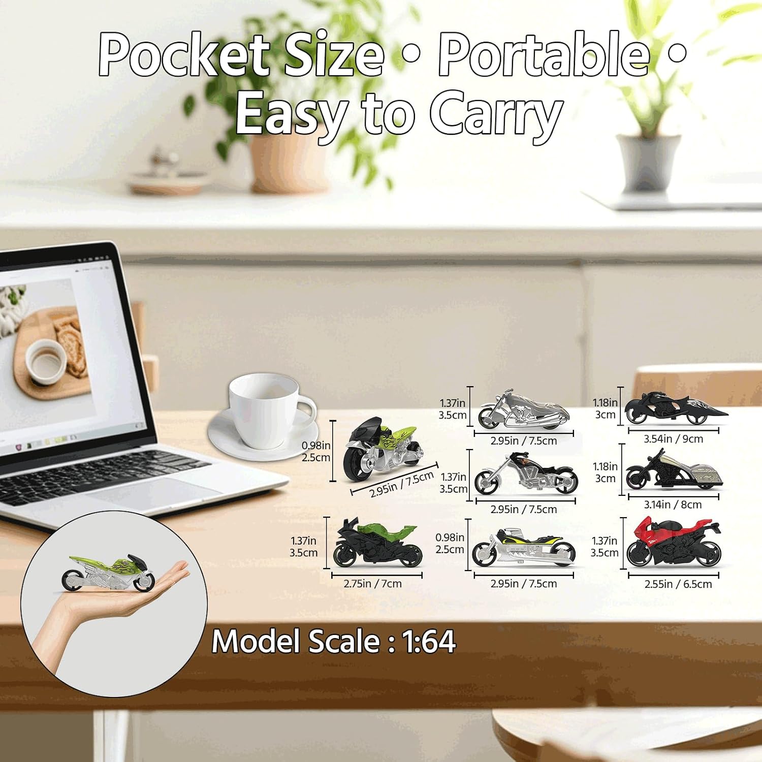 MQDMINI 8 Pack Mini Motorcycle Models, Diecast Motorcycles, Desk Toys for Office Stress Relief Decor