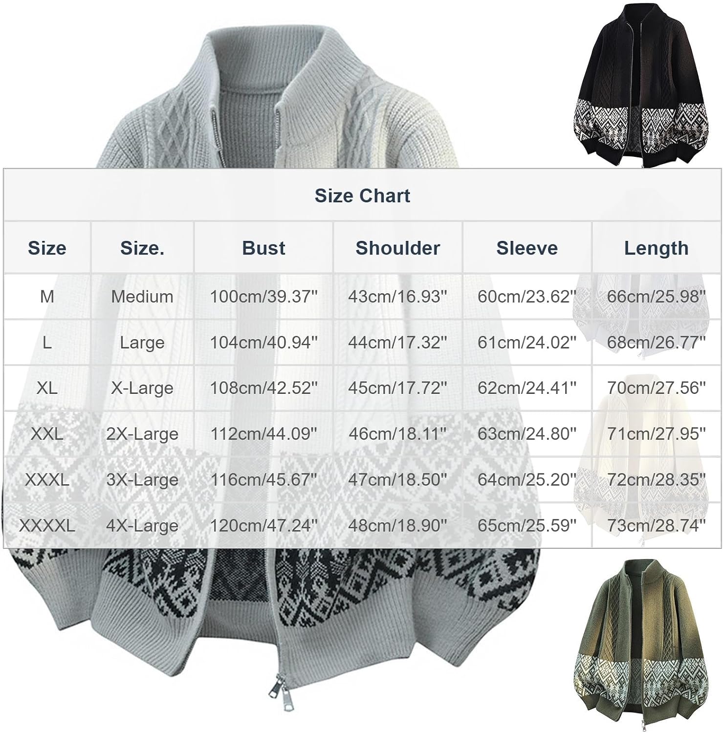 Men's Slim Fit Full Zip Up Stand Collar Casual Knitted Sweaters Long Sleeve Casual Cardigan Big and Tall Fashion Tops