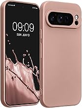kwmobile Mobile Phone Case Compatible with Google Pixel 9 Pro Case - Soft Silicone Case Metallic Shimmer in Metallic Rose Gold