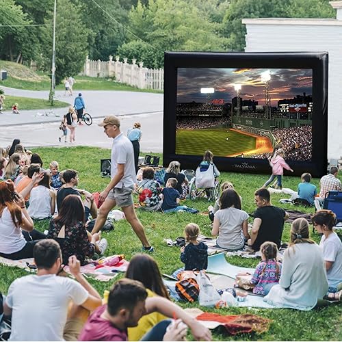 Miniatura 3 de Pantalla de proyector inflable de 22 pies para aire libre e interior, soplador de ver películas, amarres, estacas, bolsas de arena y bolsa de