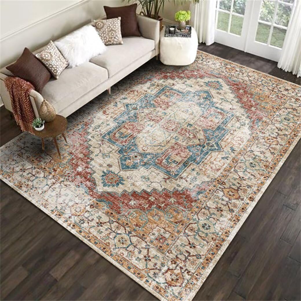 Tapis de chambre doux floral vintage rouge 50x80cm ultra résistant