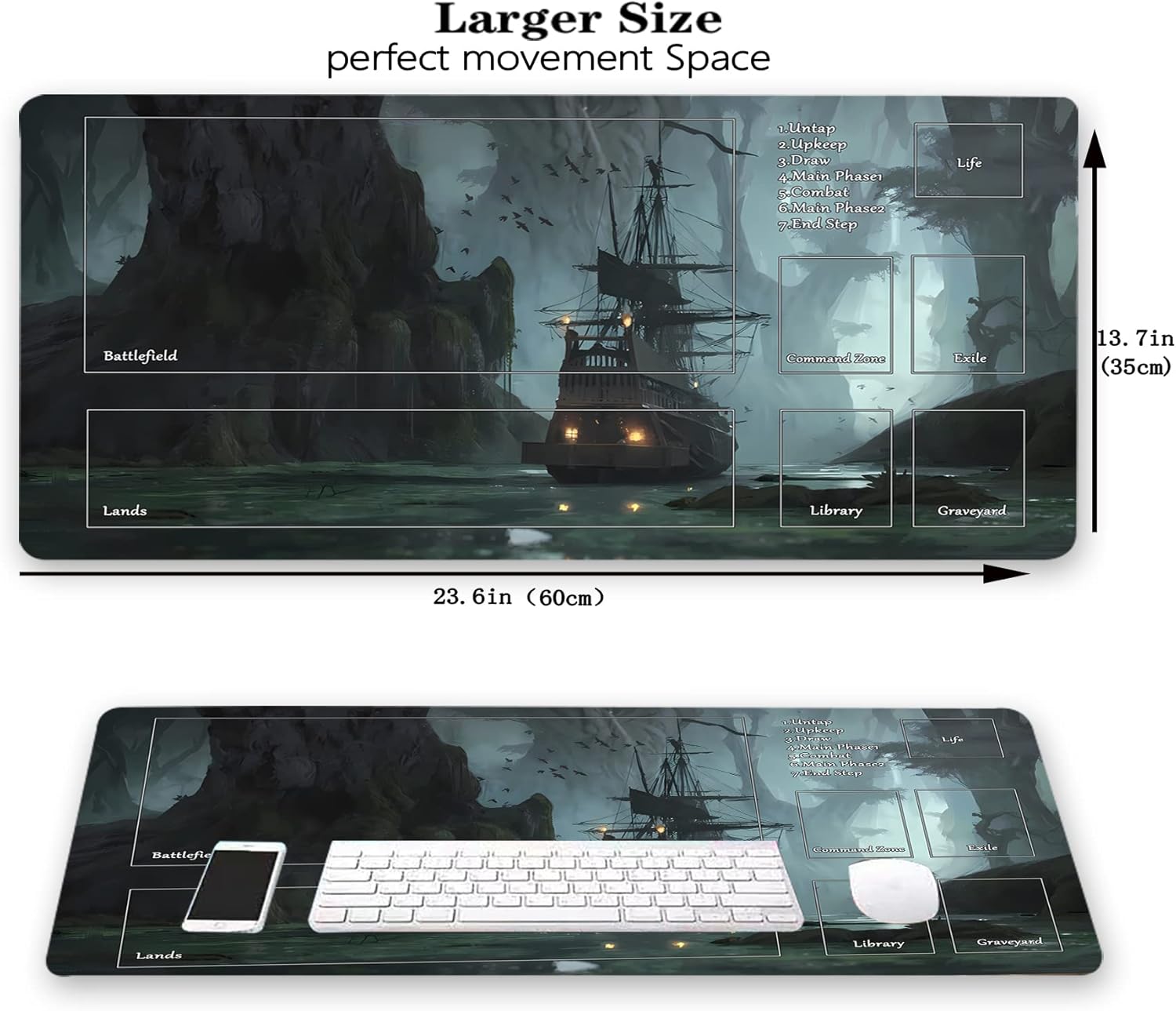 MTG Playmat - 24 x 14 Inches Trading Card Game Playmat with Storage Bag and Smooth Rubber Surface