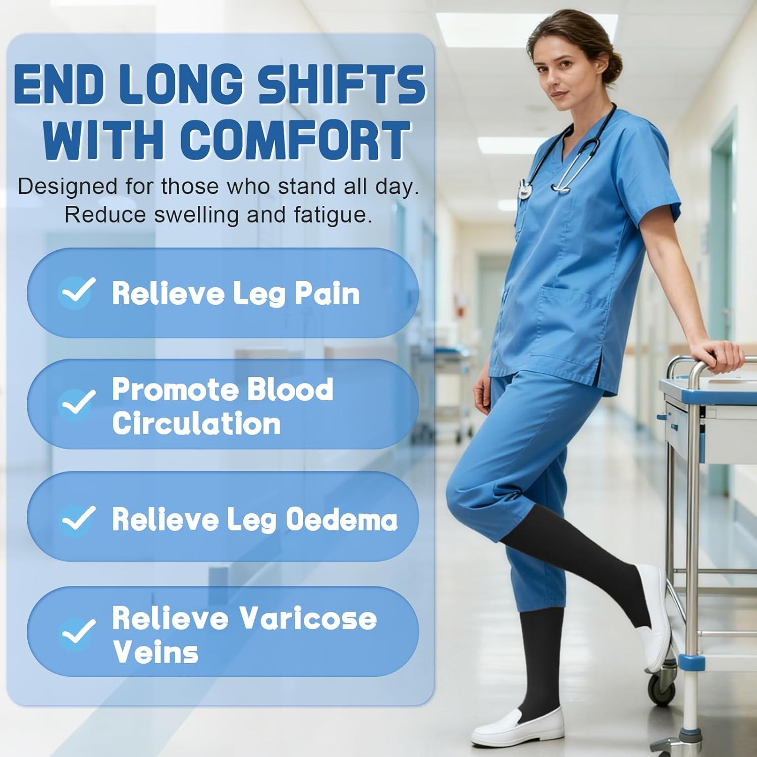 beister Medical Compression Tights for Women & Men, 15-20 mmHg Closed Toe Graduated Compression Pantyhose - Image 2