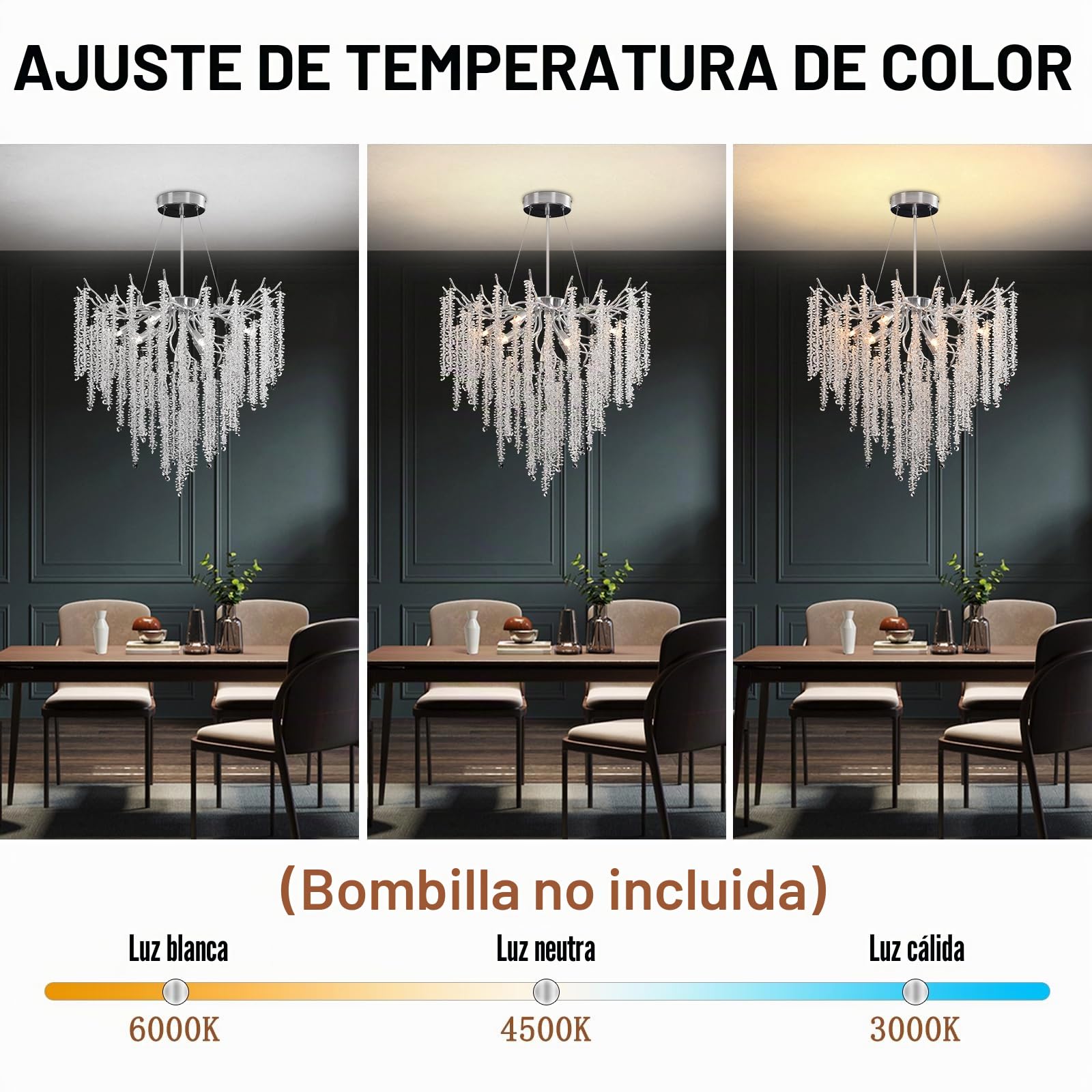 Lámpara de Araña Moderna de Cristal, Lámpara de araña de cristal con forma de rama de árbol para Comedor, Dormitorio, Sala de Estar