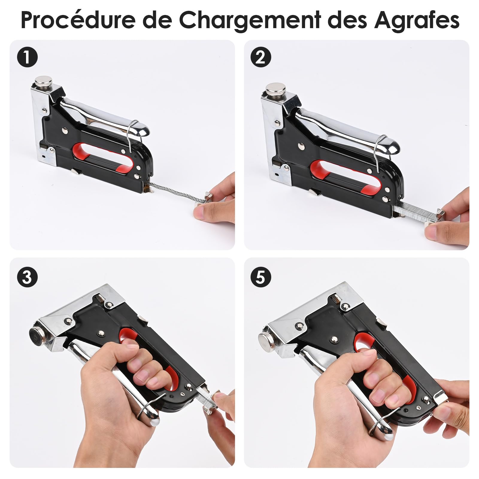 Agrafeuse Murale, Agrafeuse Tapissier, Cloueuse 3 en 1 Bois & 3000 Agrafes, pour MatéRiel de Fixation, DéCoration, Menuiserie, Meubles