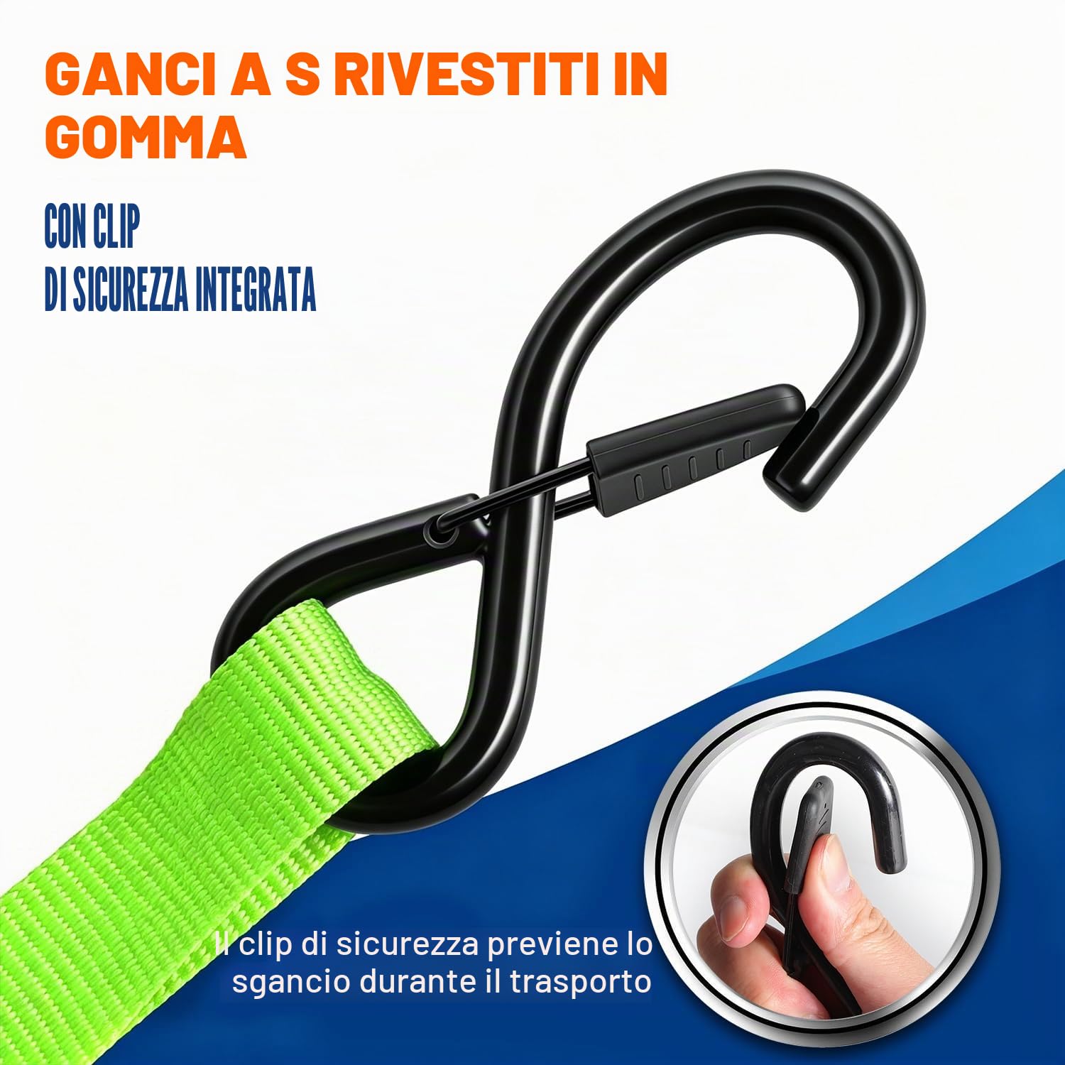 Cinghie a Cricchetto Autoavvolgenti 3m x 25mm | Set di 4 Pezzi con ganci a S, 750kg carico di rottura | Cinghie di fissaggion per moto, rimorchio, camion - Verde