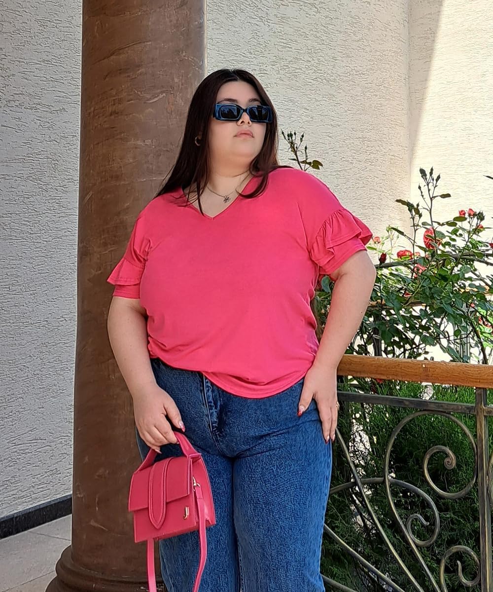 RITERA Plus Size Top For Womens Short Sleeve Shirt Casual Loose Tunic Blouse XL-5XL - Image 5