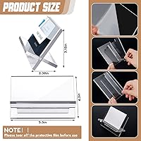 Vista 2 de Sintuff Paquete de 4 soportes acrílicos para tarjetas de visita para escritorio, de plástico transparente resistente, para tarjetas de presentación