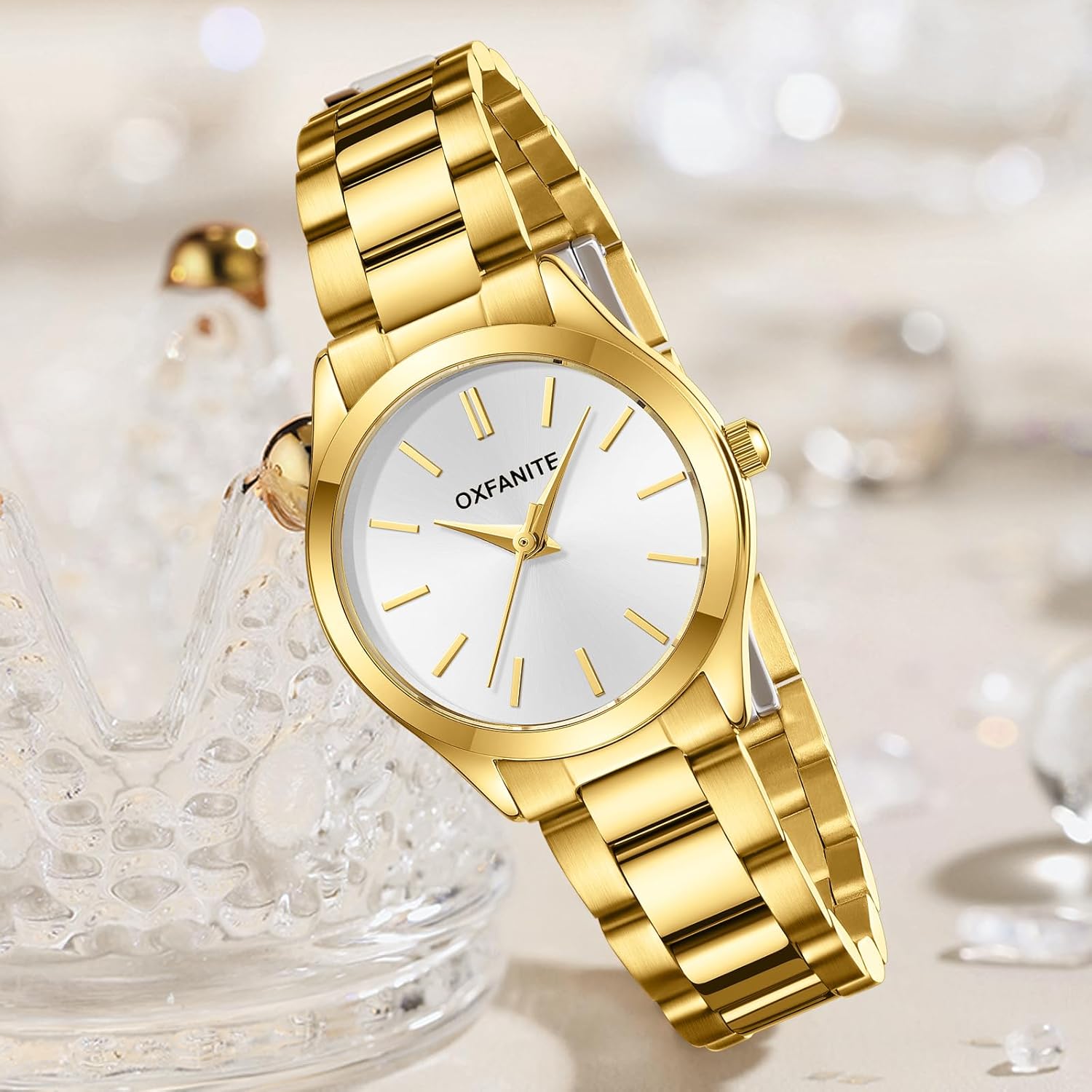 Watches for Women, Fashion Small Gold Analog Quartz Waterproof Stainless Steel Ladies Wrist Watches, with Date Dainty Diamond Luxury Dress Women Watch - Image 7