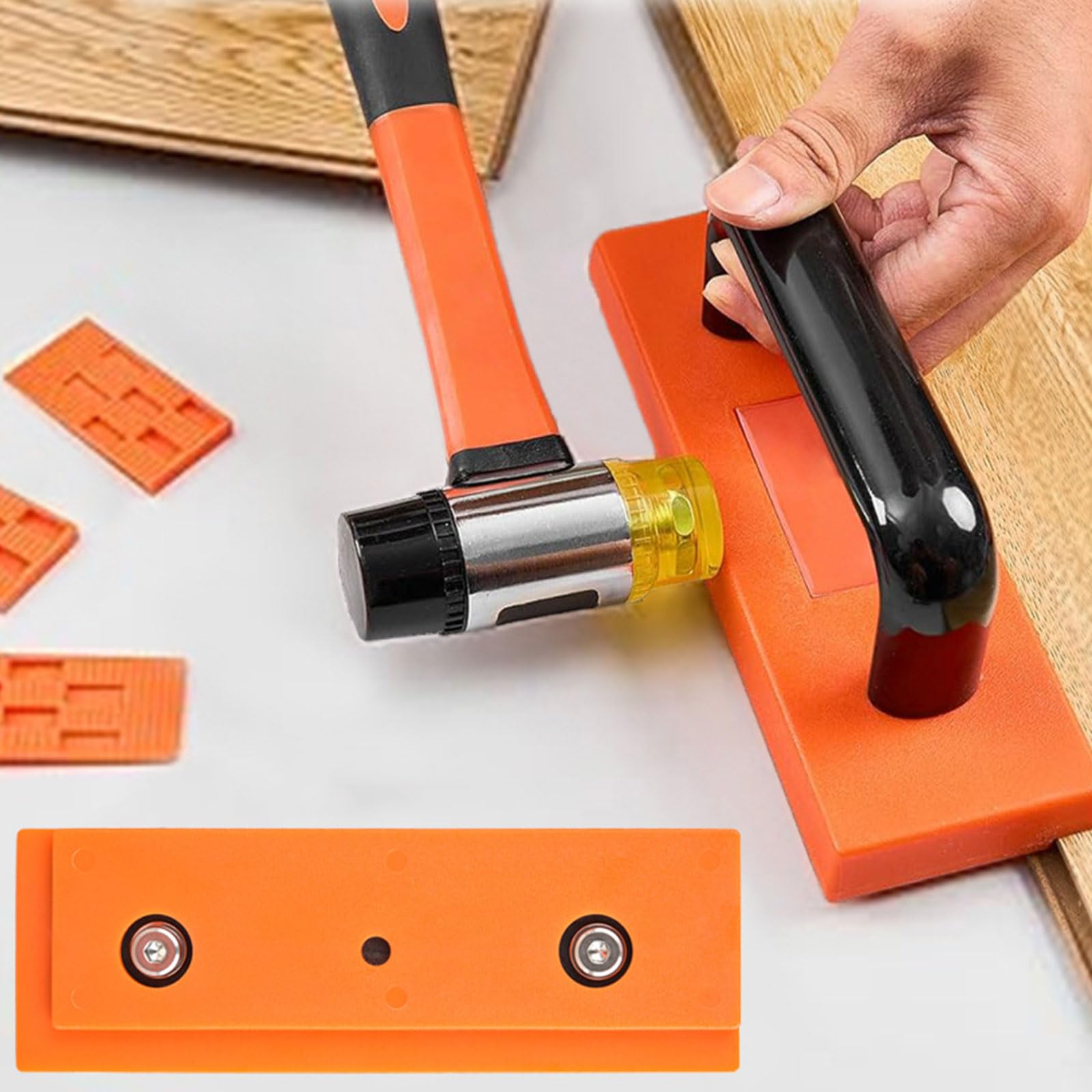Bodeninstallations Sets, Laminat Holzboden Werkzeug mit Abstandshaltern, robuste Zugstange und Schlagblock, Schlägel, Messgeräte, Hartholz Boden Installationswerkzeug