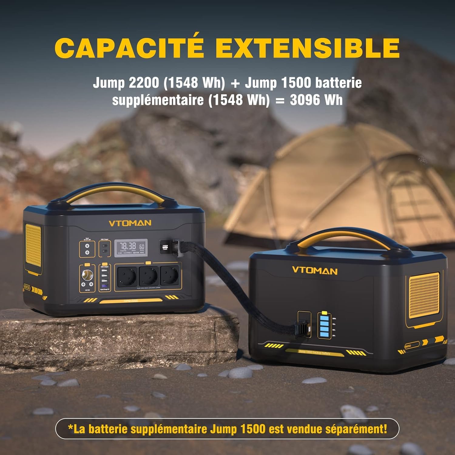VTOMAN Jump 2200 Station électrique Portable avec 200W Panneau Solaire