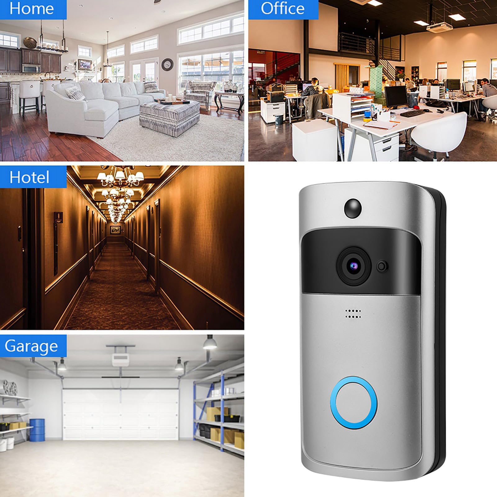 Videocitofono Wifi Wireless Smart Video Citofono Citofono Citofono Sicurezza Domestica Campanello per Porte, Chiamate Bidirezionali, Rilevamento Movimento, Controllo APP