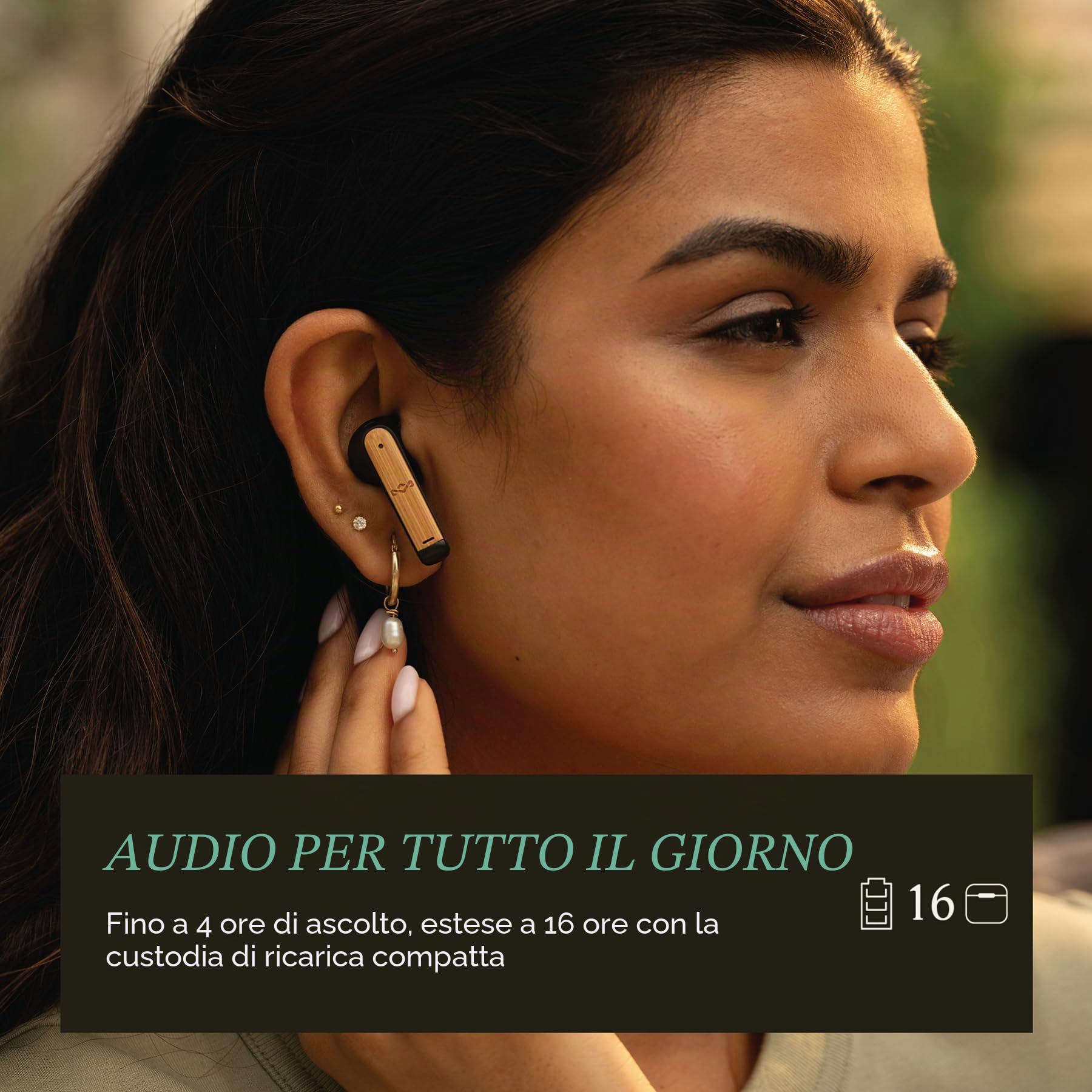 Marley House of Zion True Wireless Bluetooth Earbuds In-Ear - Nero | Auricolari con Microfono Integrato, 16 Ore di Autonomia, Cuffie, Custodia USB-C, Materiali Sostenibili