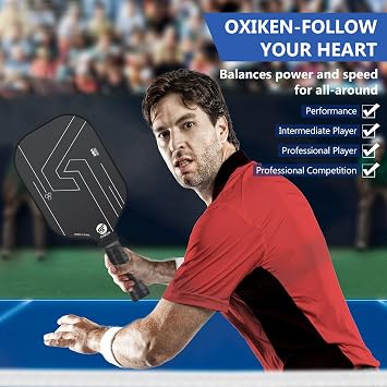 OXIKEN 16 mm Pickleball Paddles 2026 USAPA Approved T700 Carbon Fiber Pickle Paddle (CFS), High Grit & Spin, Honeycomb Core, 5.5 Elongated Handle, Anti Slip Sweat Absorbing Grip with Cover Case