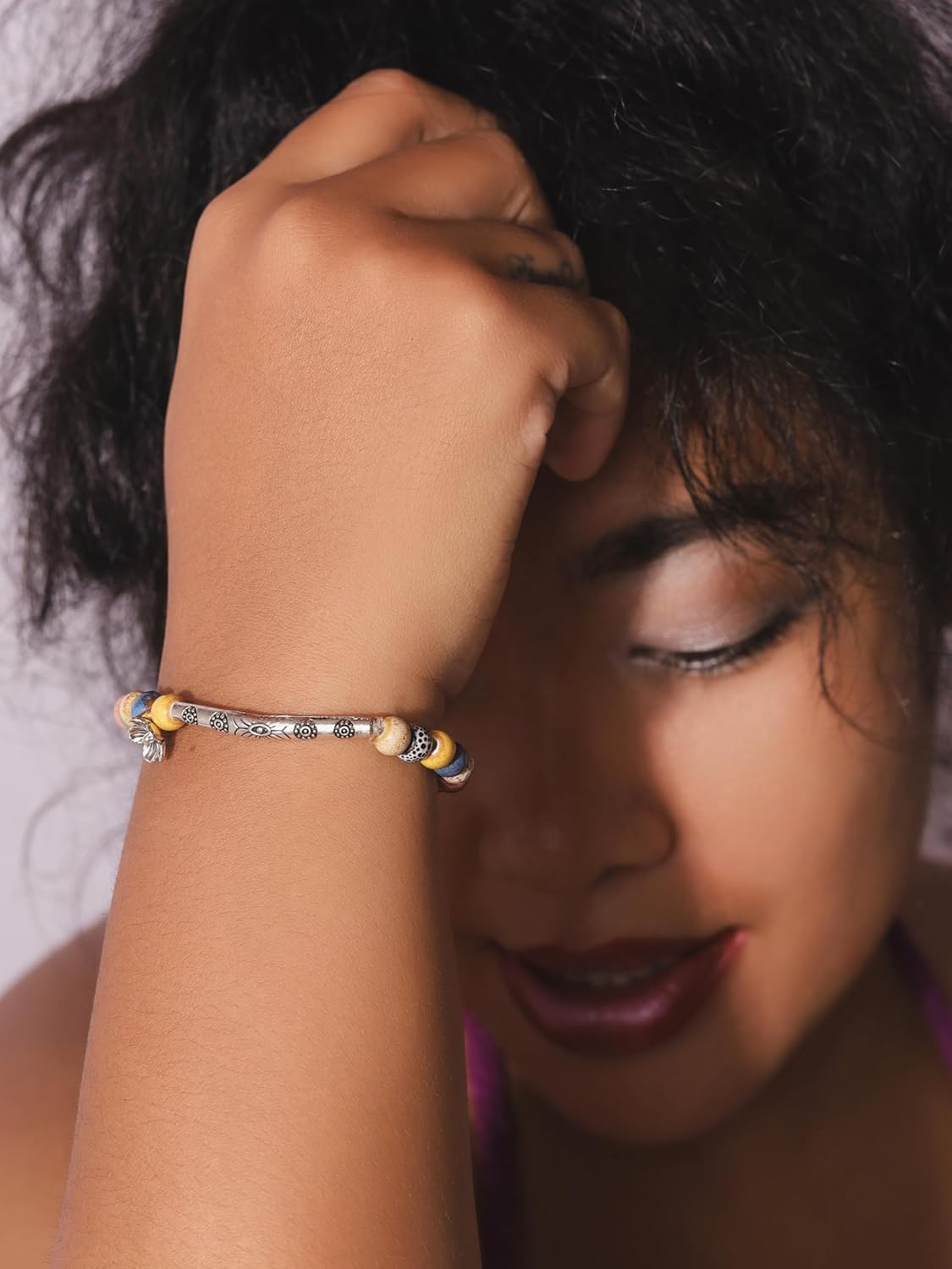 MINACHI Bohemian Colorful Ceramic Bead Bracelet, Floral Charm, Personality Cool Jewelry for Women - Image 4