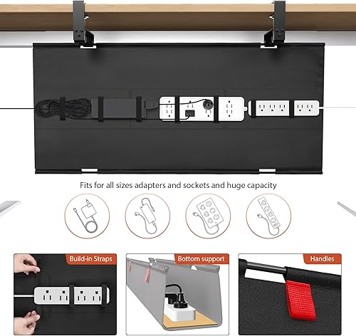 Miniatura 2 de Univivi Bandeja de organización de cables sin taladros debajo del escritorio, organizador de cables de 36 pulgadas para mesa, administración de