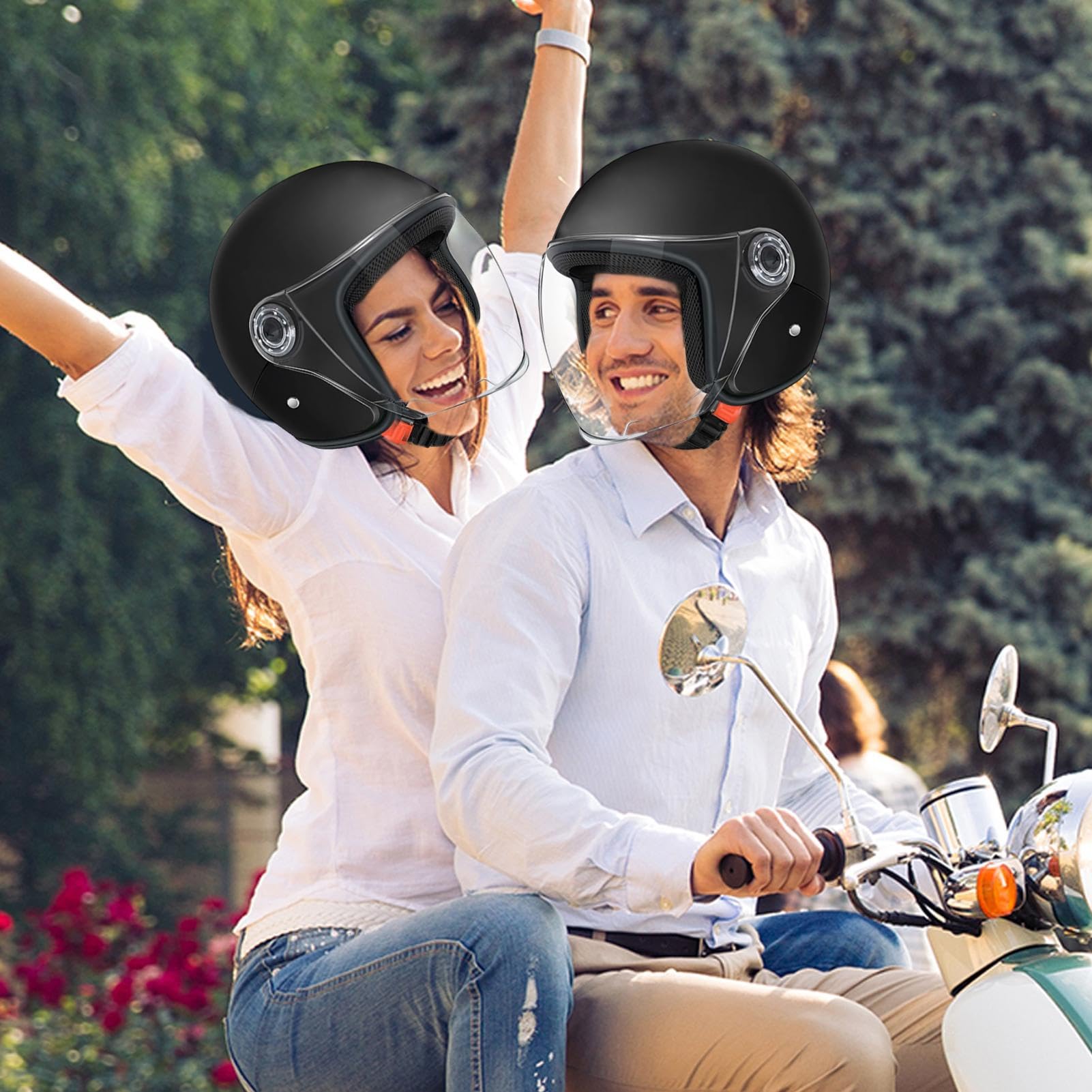 Duży kask motocyklowy, otwarty kask dla dorosłych, wyposażenie ochronne z wizjerem, do aktywności na świeżym powietrzu, dojazdów do jazdy na rowerze, skuterze sportowym