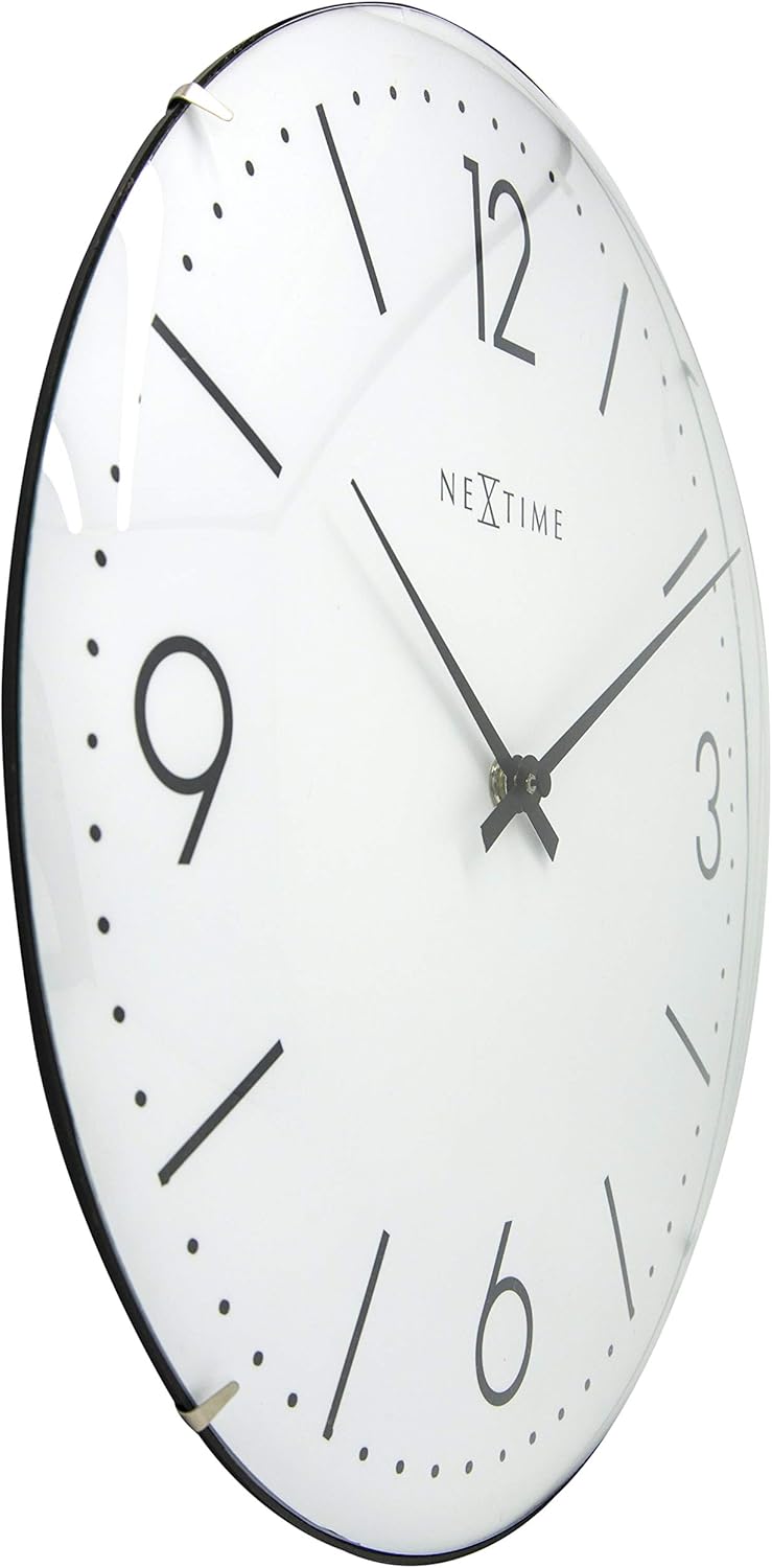 NEXTIME Basic Dome Wall Clock, 35.6, White