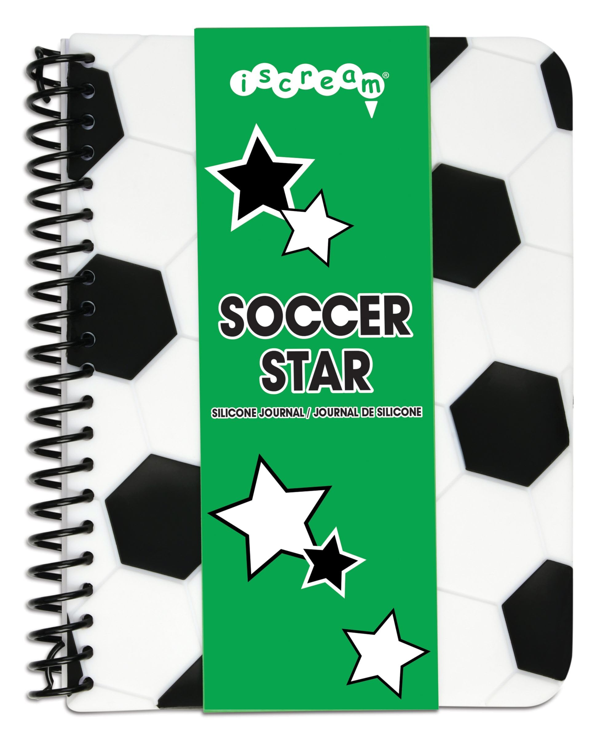 Journal à spirales ligné contre les pages froissées : couverture vinyle Football Star