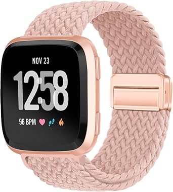 Yeahxing Stretchy-Bands for Fitbit-Versa-2 Band for Women-Men - Magnetic Clasp Breathable Replacement Strap for Fitbit Versa2 / Versa1 /Versa-Lite/Versa-SE Watch Accessories, Pink