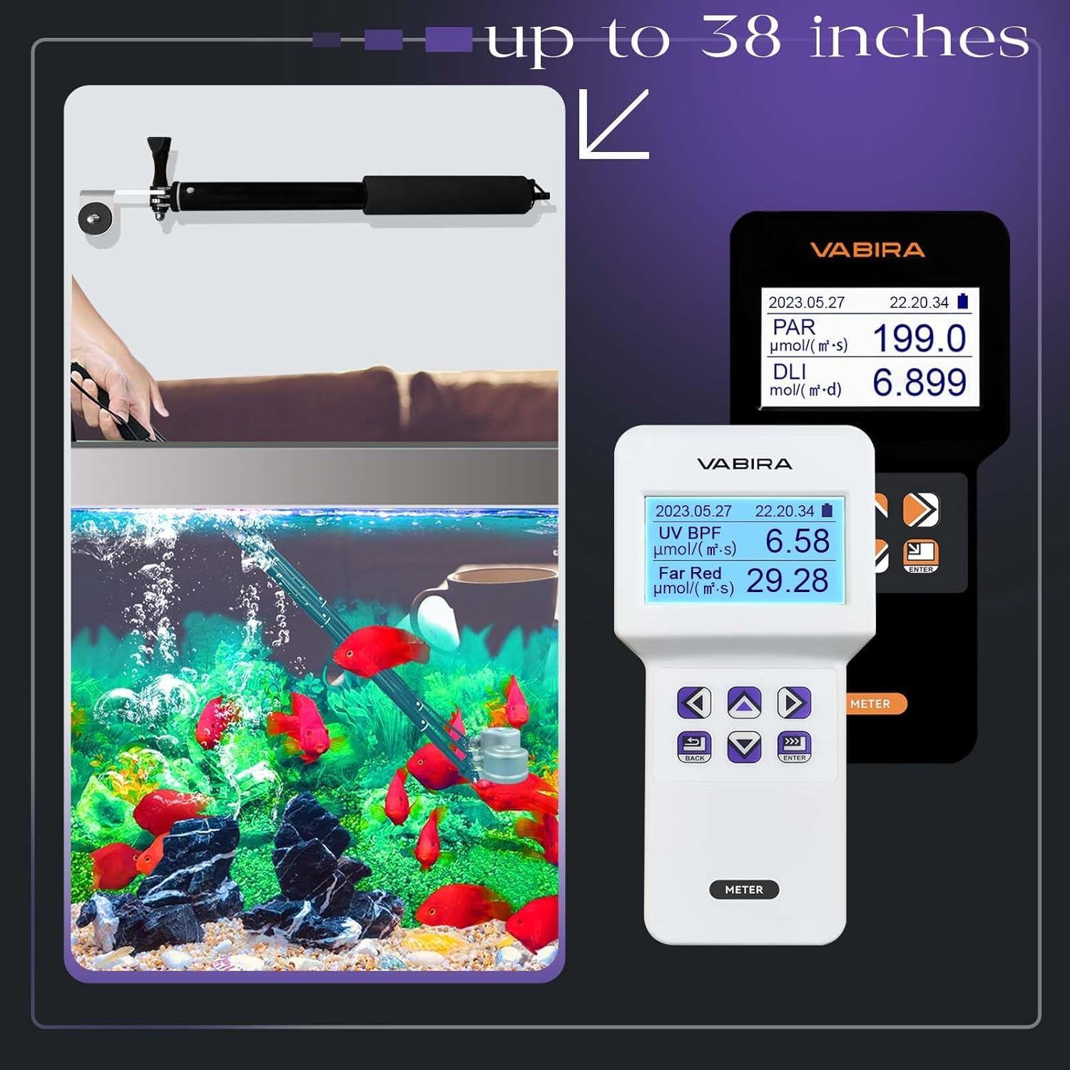 Test umol/(㎡s) Aquarium UVA,Red,Green,Blue,Far Red 365-800nm Waterproof Sensor